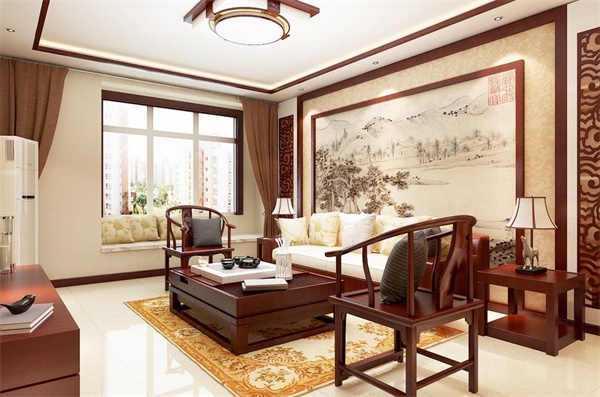 中式山水画沙发背景墙效果图.jpg