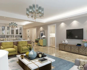 棕榈泉国际公寓120平米两室一厅老房欧式风格装修案例效果图