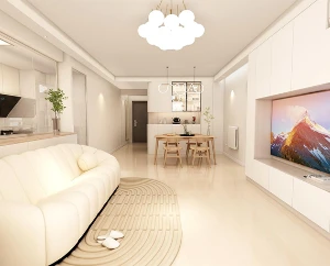 瑞丽江畔150平米三居室老房奶油风格装修案例效果图