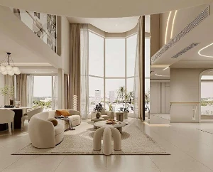 合生麒麟社130平米两居室新房现代风格装修案例效果图